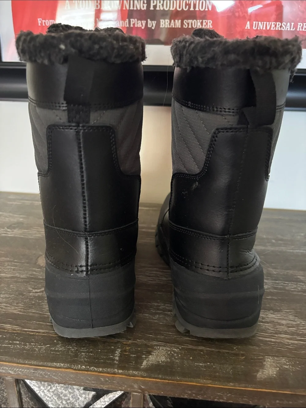 all in motion Black Quilted Lace-Up Winter Boots with Faux Fur Trim